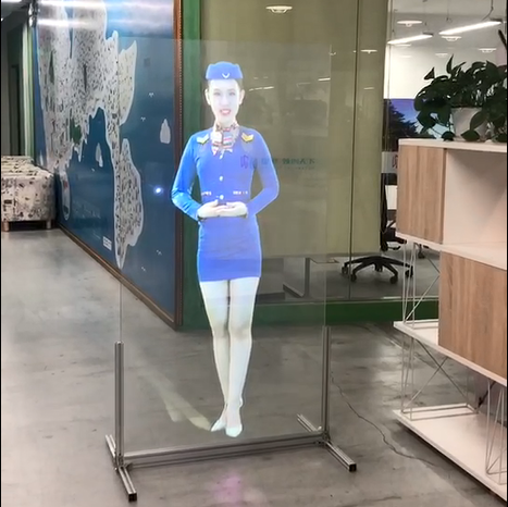 3d Adhesive holographic transparent rear projection screen film for glass advertising use